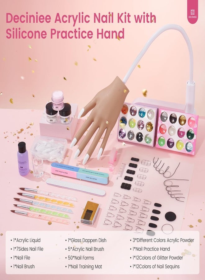 Deciniee Practice Hand for Acrylic Nails Kit: Silicone Hand for Nail Practice with Nail Kit for Beginners - Bendable Training Fake Hand Manicure Acrylic Powder Set for Salon Home - Image 2
